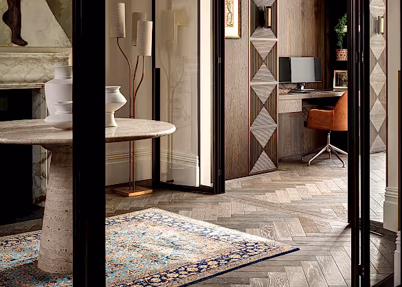 Dark Herringbone Parquet Hallway